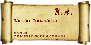 Márián Annamária névjegykártya